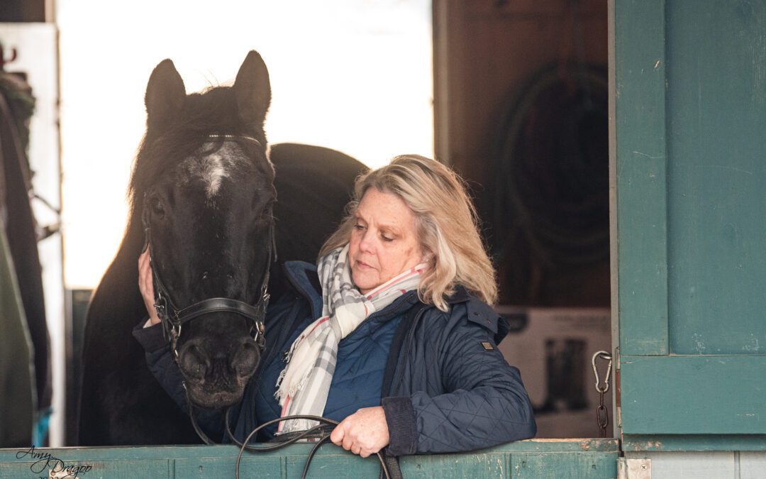 Image of Trish (Patricia) Scott with her horse - pscottinsurance.com